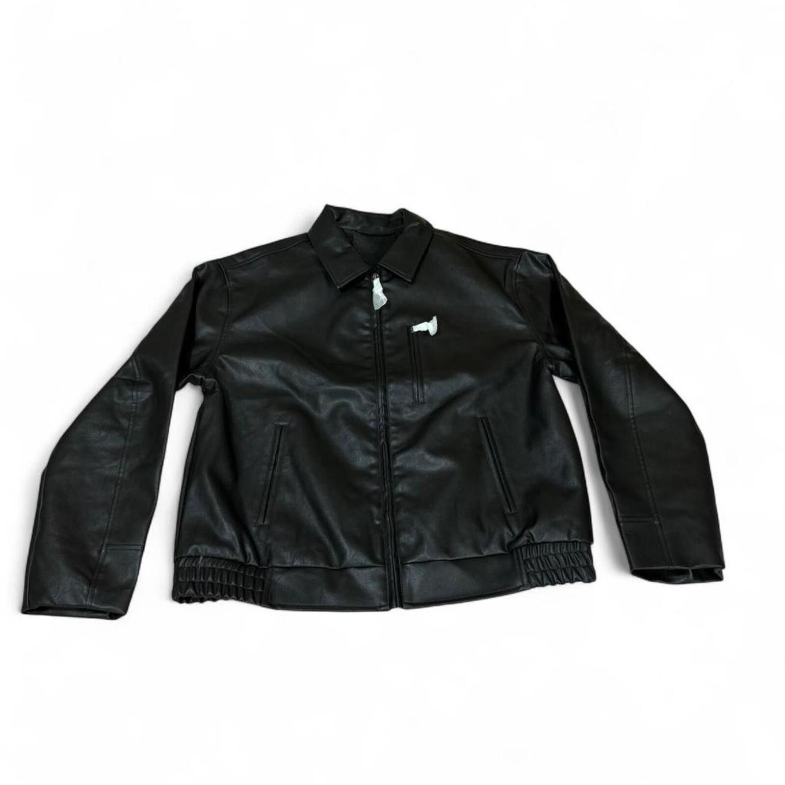 Ed Hardy Black leather jacket with white skull stitching design Size US L / EU 52-54 / 3 - 3 Thumbnail
