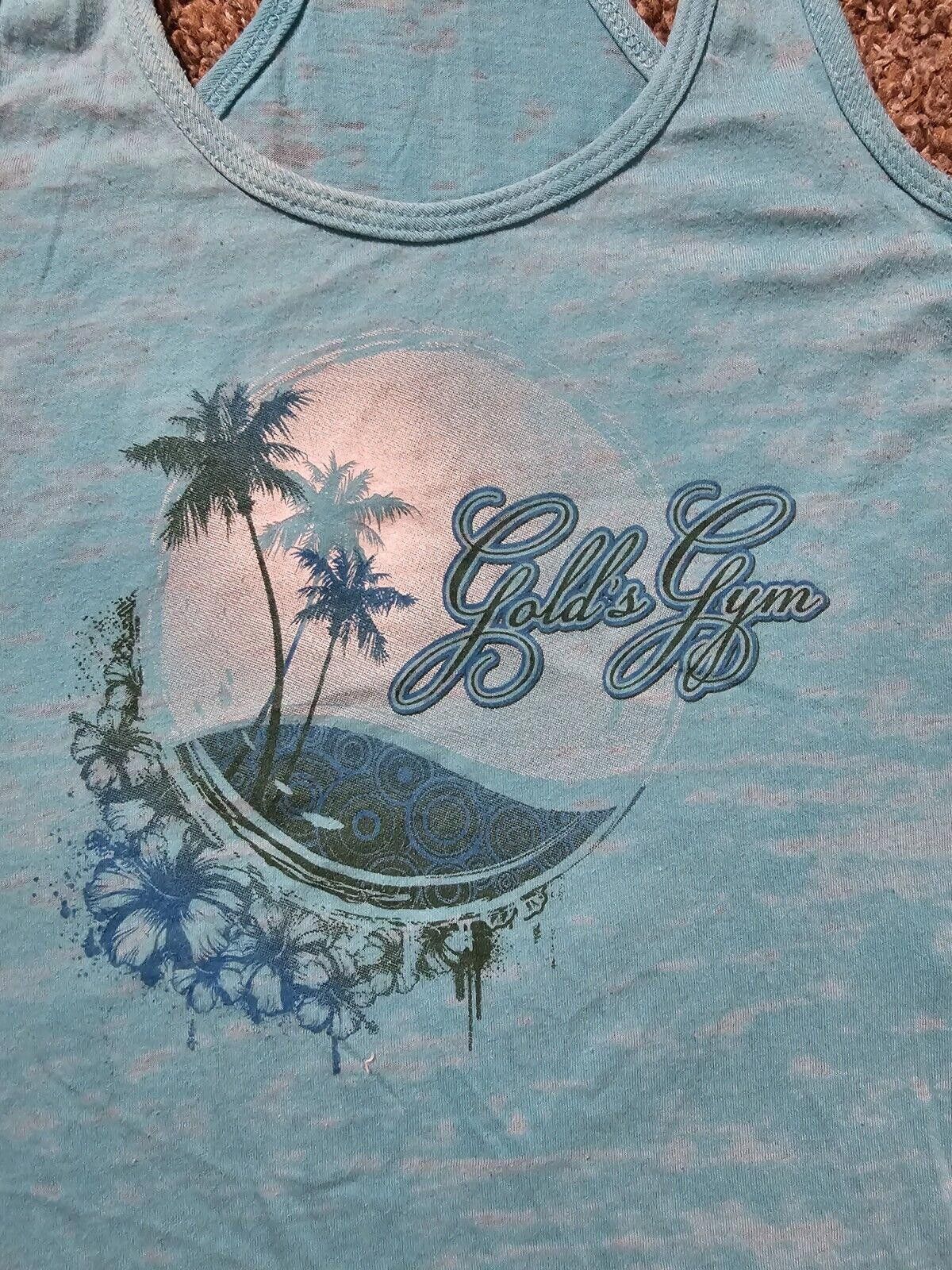 Designer Golds Gym Tank Top Body Builder Muscle Blue Palm Trees M Size US M / EU 48-50 / 2 - 2 Thumbnail