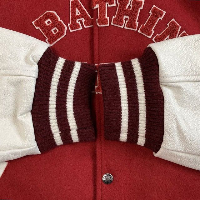 Bape BAPE Giant Head Leather Sleeve Varsity Jacket a bathing ape Size US XL / EU 56 / 4 - 7 Thumbnail