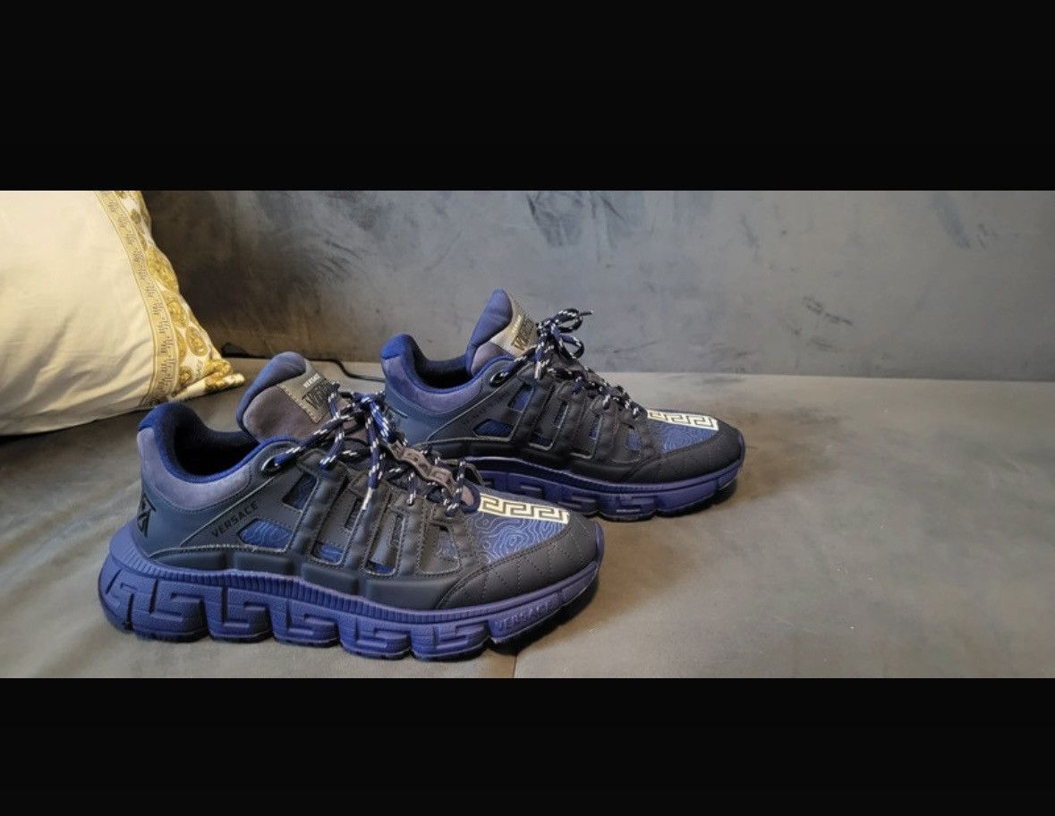 image of Versace Trigreca Sneaker in Blue, Men's (Size 9.5)
