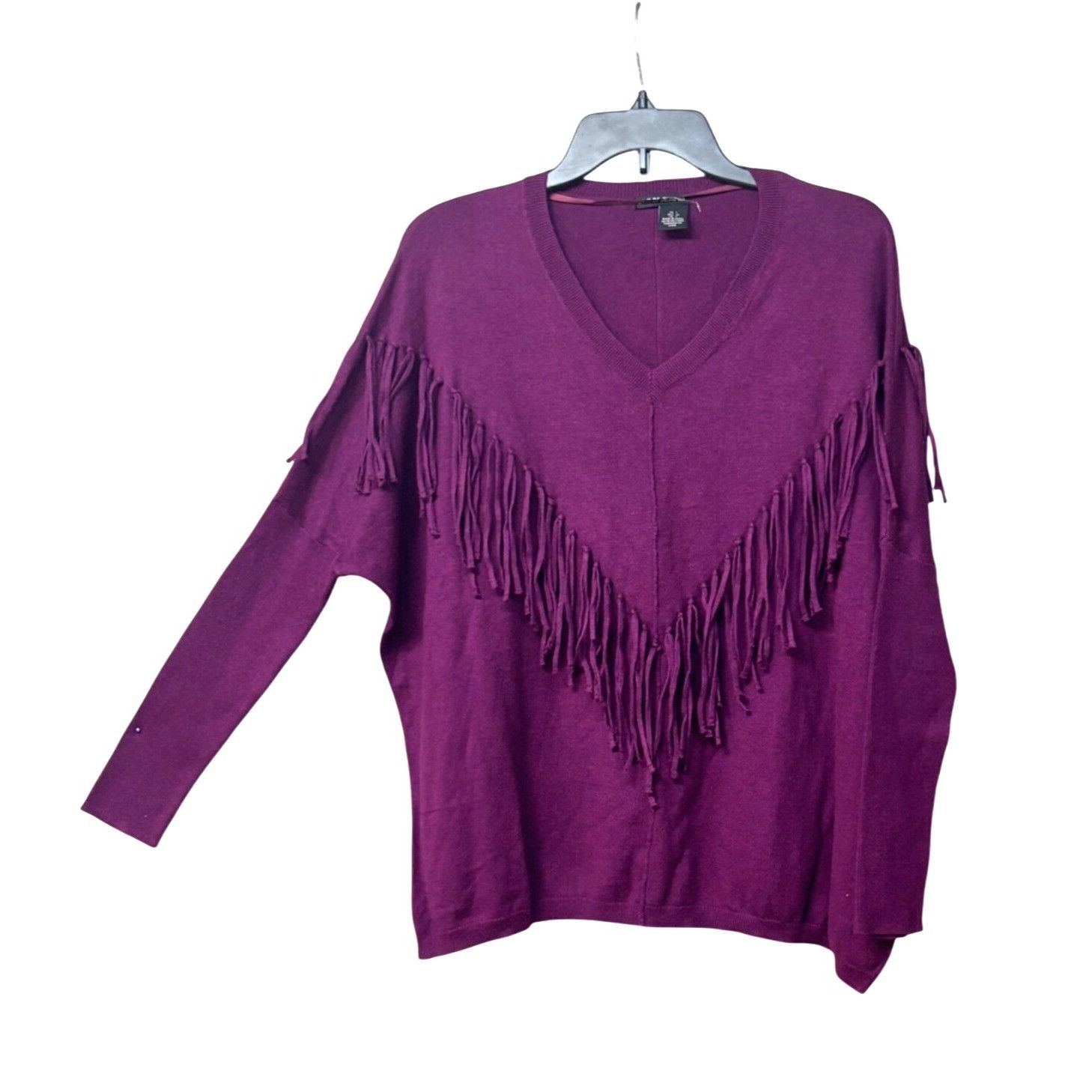 Other DKNY Fringe Embellished V-neckline Dolman Sweater, Purple, S Size S / US 4 / IT 40 - 3 Thumbnail