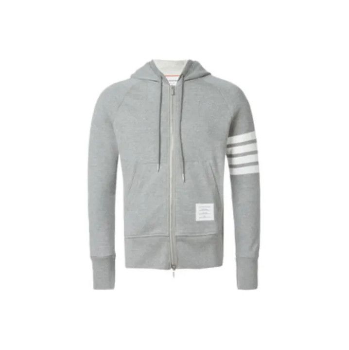 Thom Browne Thom Browne Gray Zip-Up Hoodie with Stripes Size US M / EU 48-50 / 2 - 1 Thumbnail