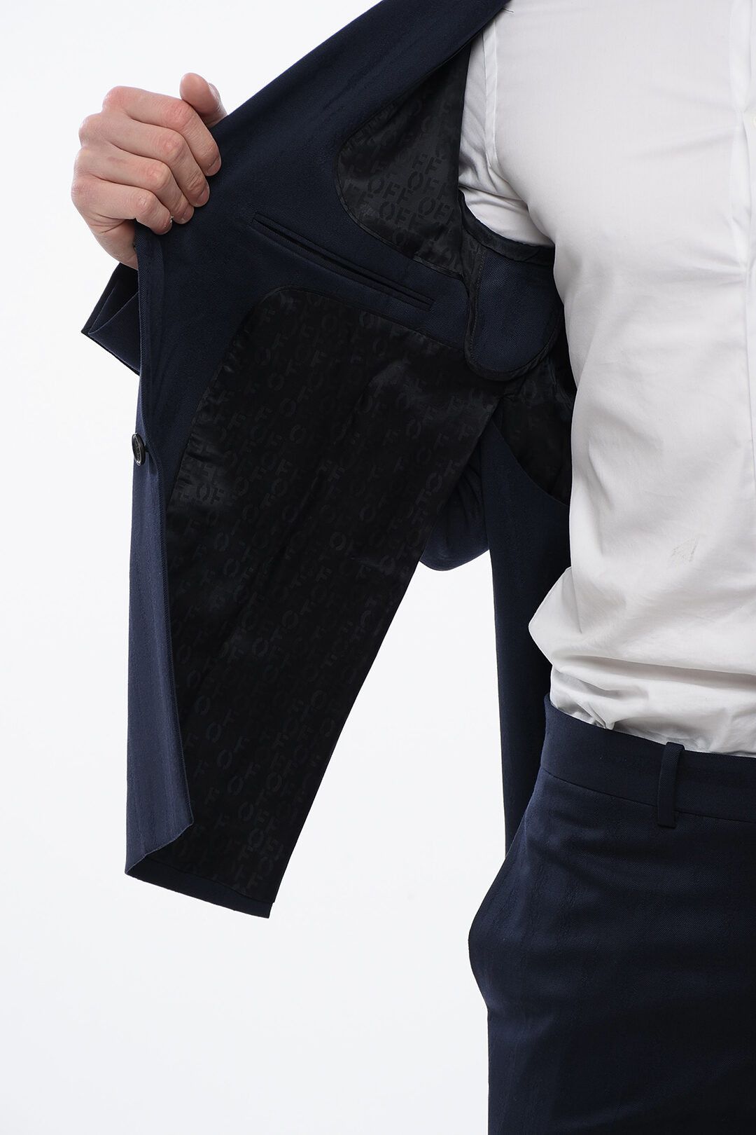 Off-White og1mm1025 Virgin Wool Blend Blazer in Blue Size US L / EU 52-54 / 3 - 6 Thumbnail
