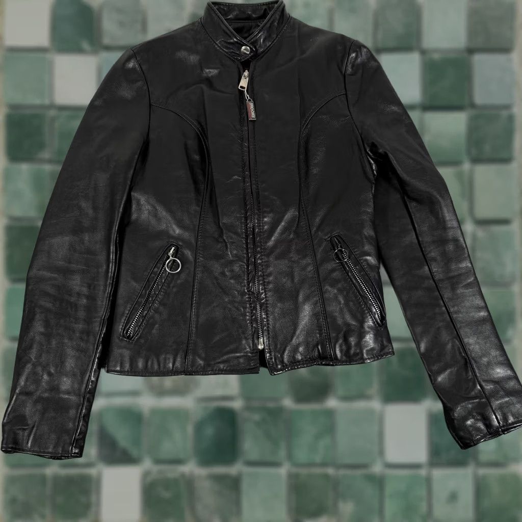 Brooks VINTAGE Brooks Leather Jacket Women 30 Black Moto Biker USA Faux Fur Lined 90s Size 4XL / US 24-26 - 1 Thumbnail