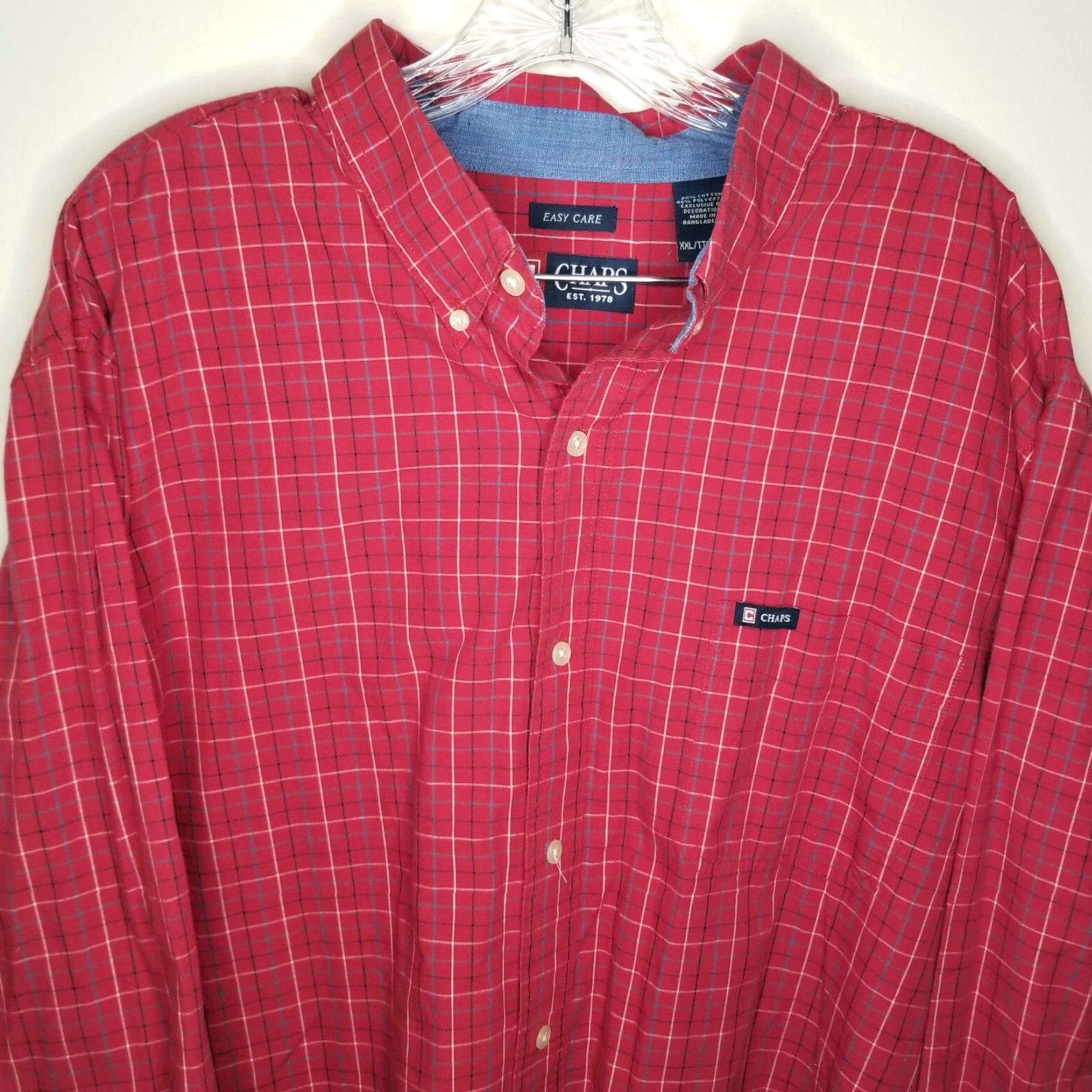 Chaps VINTAGE Chaps Mens Long Sleeve Plaid Button-Up Shirt 2XL Red Men's Casual Clothing Size US XXL / EU 58 / 5 - 2 Thumbnail