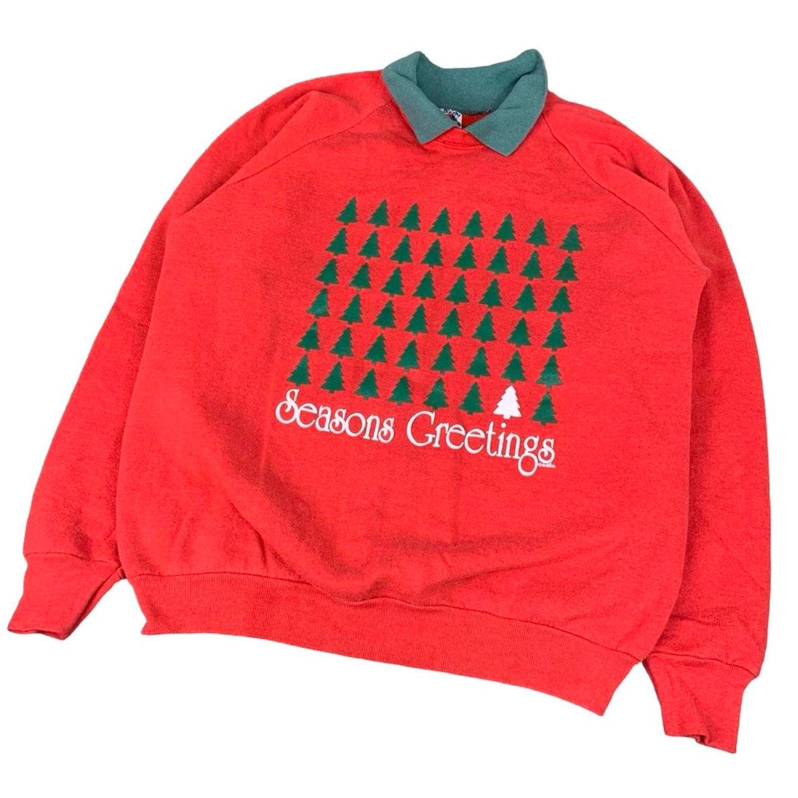 Fruit Of The Loom × Vintage Vintage Coquette Grandma Christmas 90s Collared Sweatshirt Size XL / US 12-14 / IT 48-50 - 1 Thumbnail