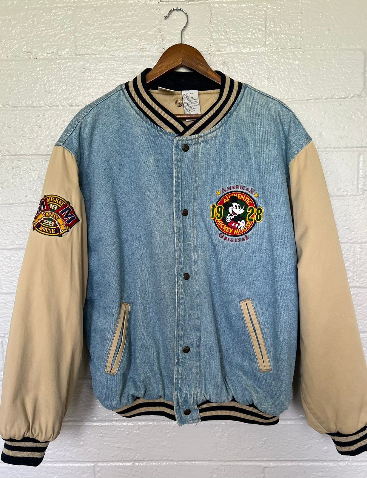 Vintage Disneyland Mickey Mouse Denim Jacket Mens sale Size 2XL Varsity Jacket