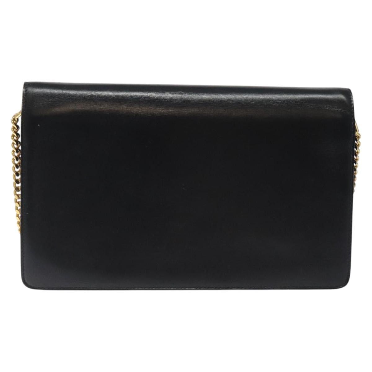 Gucci GUCCI Chain Shoulder Bag Leather Black Gold Size ONE SIZE - 3 Thumbnail