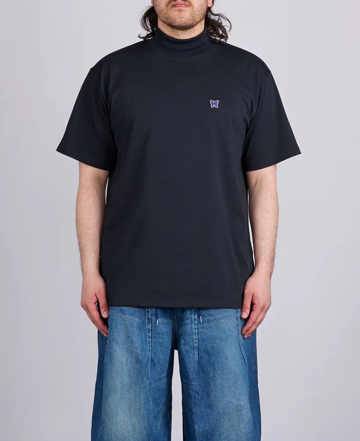 Needles Needles Mock Neck T-shirt poly jersey black Size US M / EU 48-50 / 2 - 1 Thumbnail