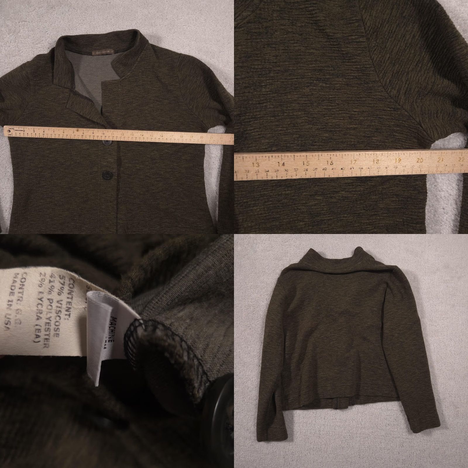 Vintage Cut Loose Blazer Womens Large Green Knit Button Front Stretch Jacket Casual Size L / US 10 / IT 46 - 8 Thumbnail