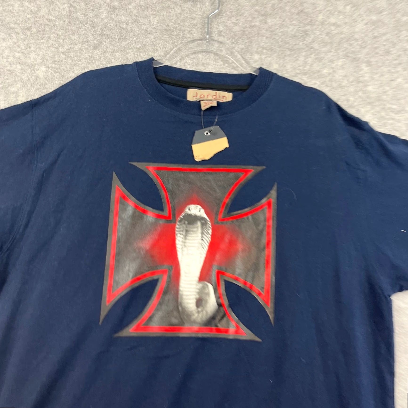 Vintage VINTAGE American Vintage T-shirt Men XL Blue Graphic Jordin Deadstock Skater Cobra Iron Cross Mallgoth Y2K Size US XL / EU 56 / 4 - 3 Thumbnail