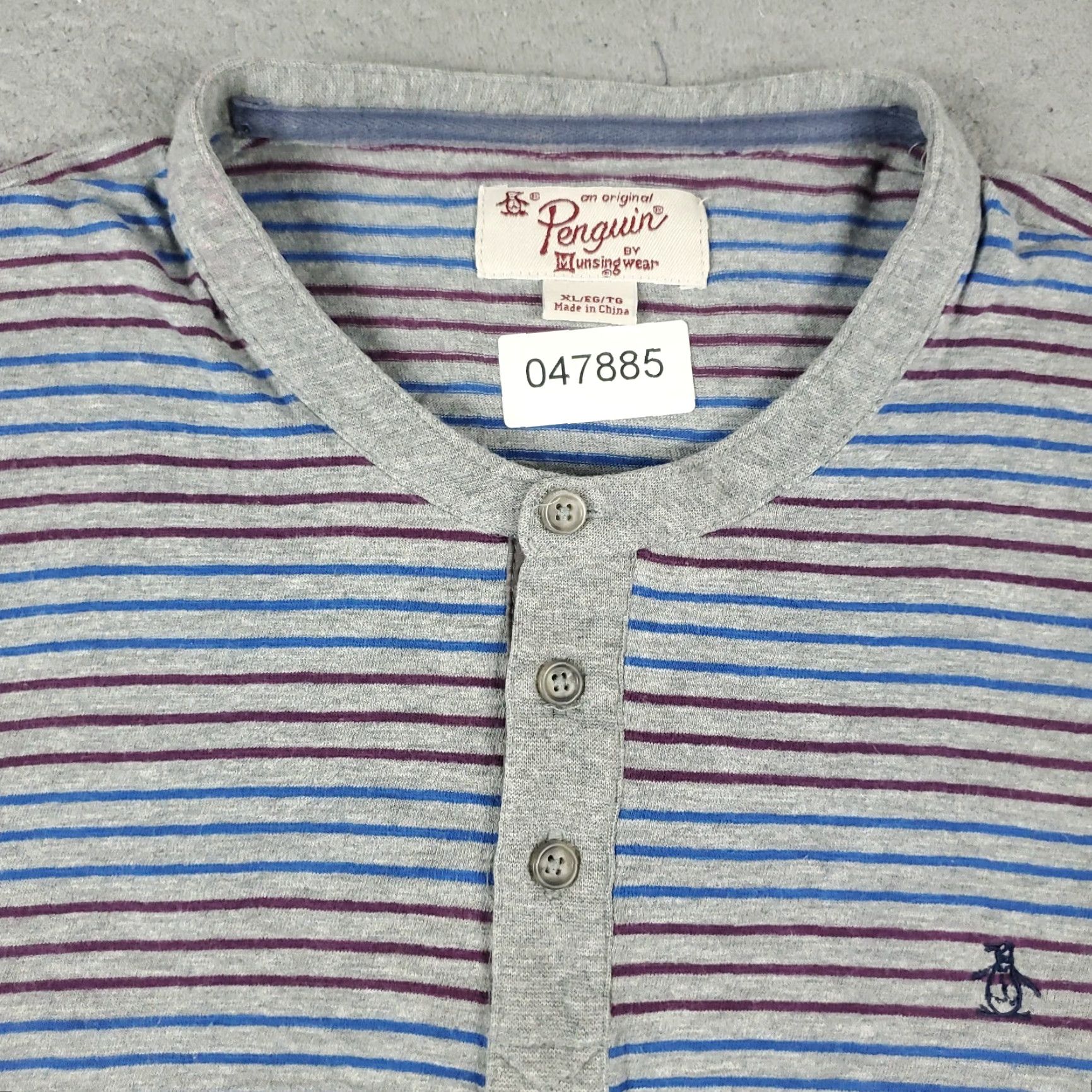 Vintage Penguin Casual Long Sleeve Shirt Mens XL Blue Gray Striped Size US XL / EU 56 / 4 - 2 Thumbnail