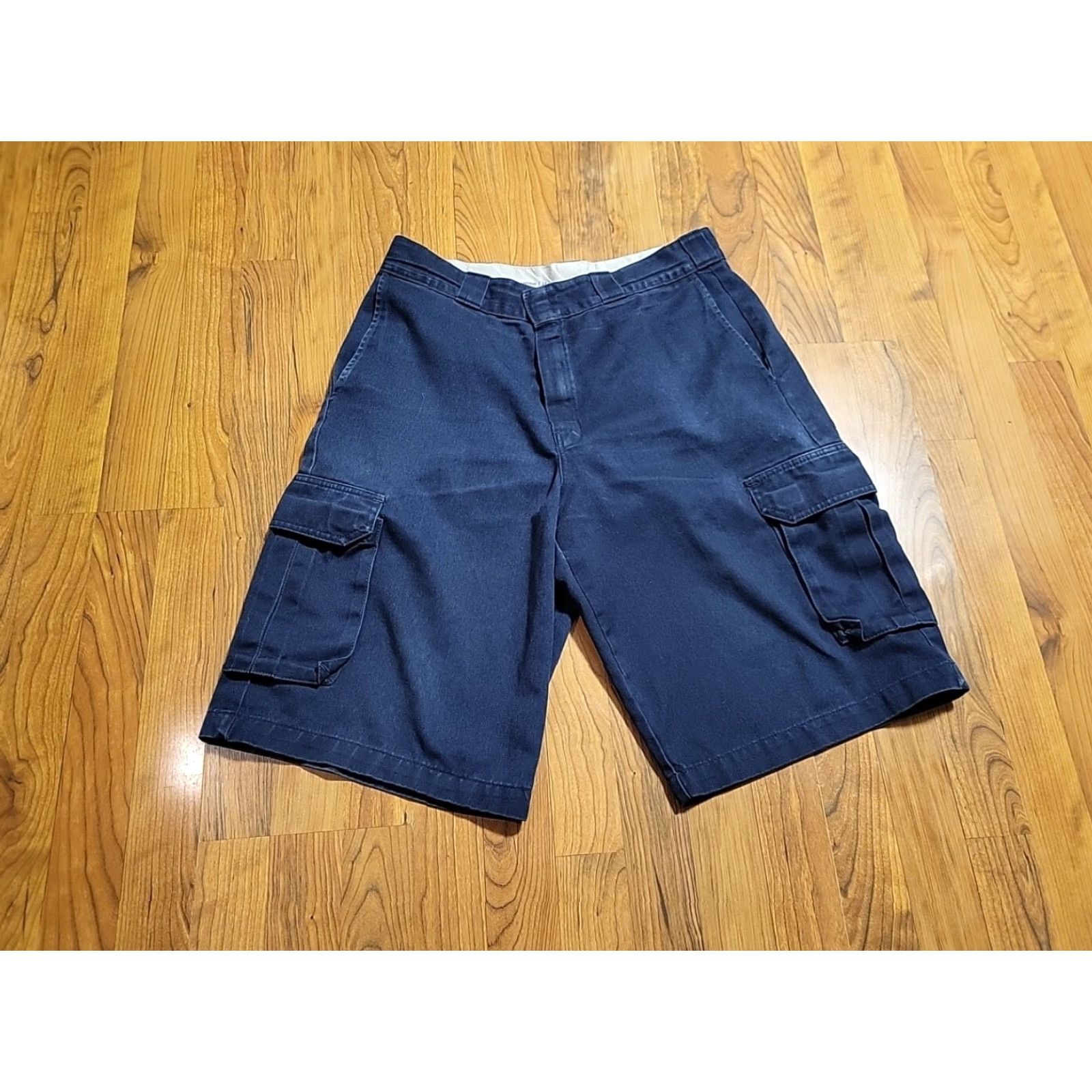 Dickies VINTAGE Dickies Cargo Shorts 34" x 12" Blue Cotton 80's 12" Rise Loose Fit Venice Mens Size US 34 / EU 50 - 4 Thumbnail