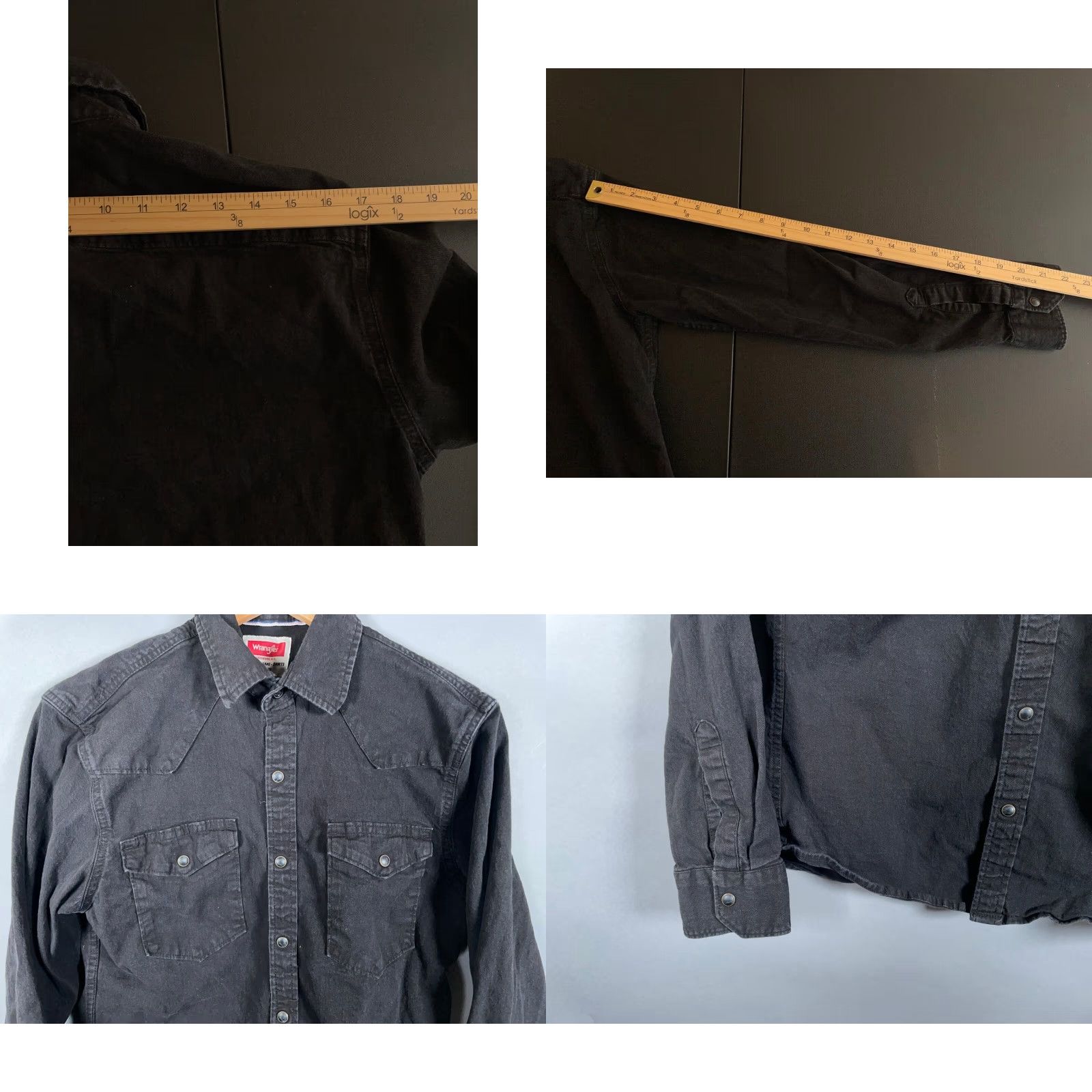 Wrangler VINTAGE Wrangler Denim Western Shirt Mens Small Black Pearl Snap Buttons Cotton Stretch Size US S / EU 44-46 / 1 - 8 Thumbnail