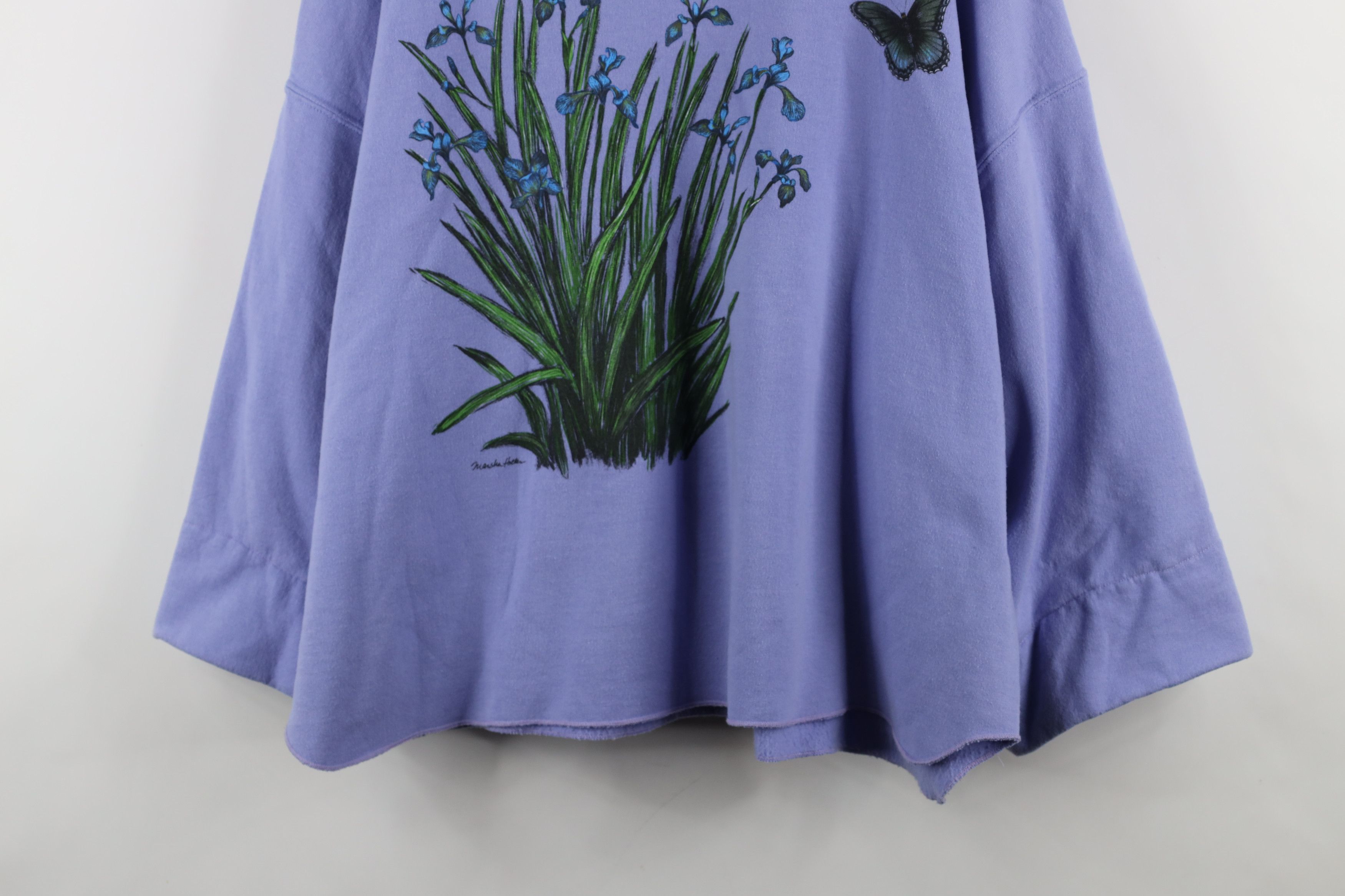 Vintage Vintage 90s Streetwear Nature Flower Butterfly Sweatshirt Size XXL / US 16-18 / IT 52-54 - 3 Thumbnail