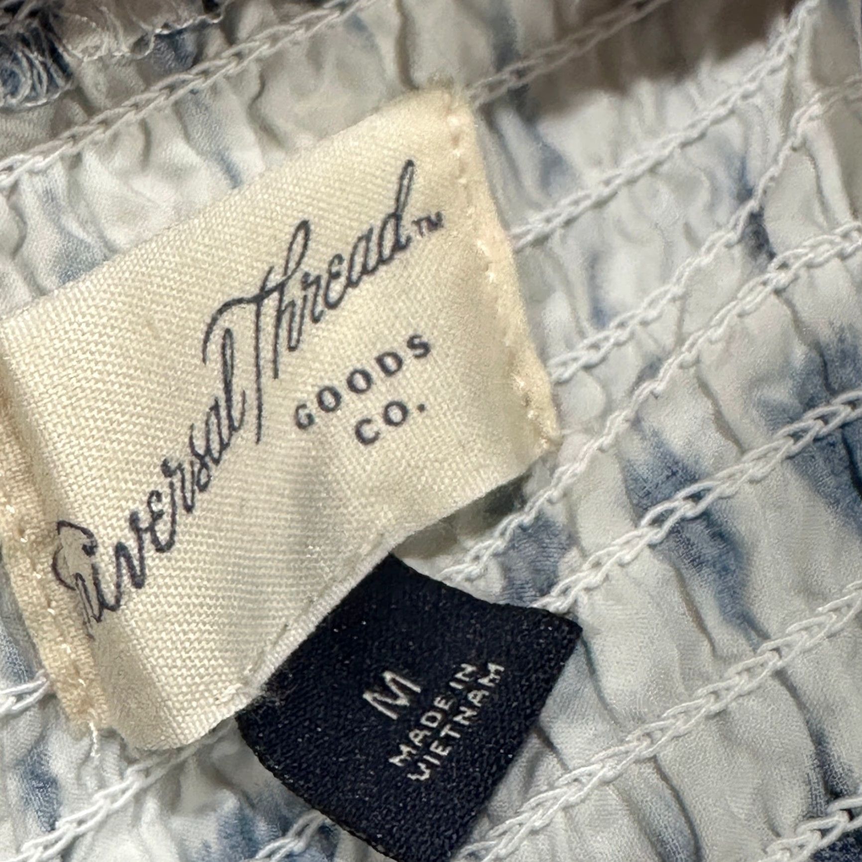 Vintage VINTAGE Universal Thread Women Maxi Dress M White Blue Smocked Boho 100% Cotton Ladies Dress Bohemian Beachy Festival Size M / US 6-8 / IT 42-44 - 6 Thumbnail