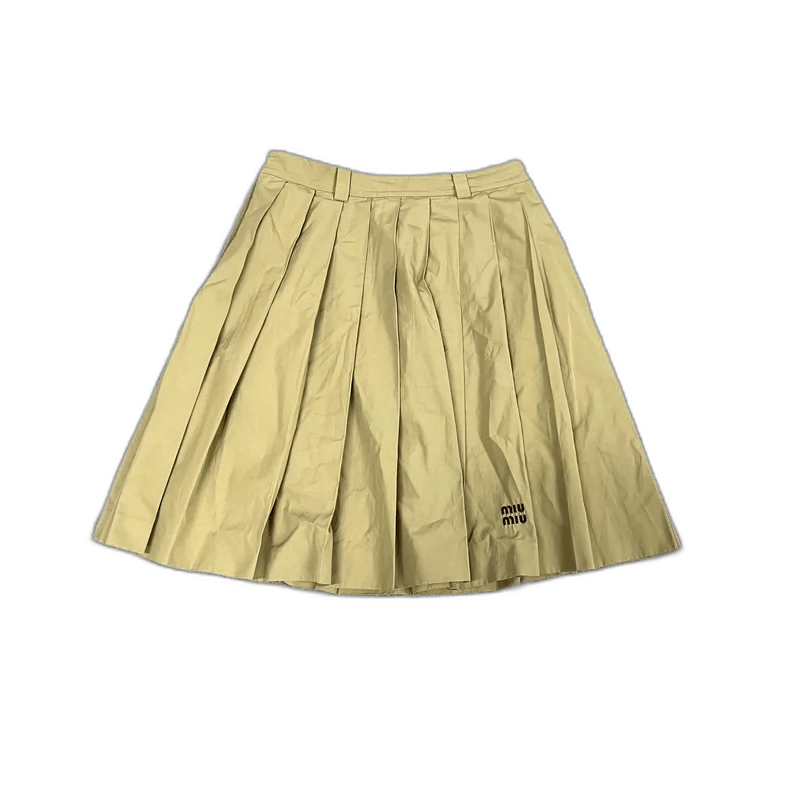 Miu Miu Miumiu Embroidered Logo Pleated Skirt Khaki-yf Size US 38 / EU 54 - 1 Thumbnail
