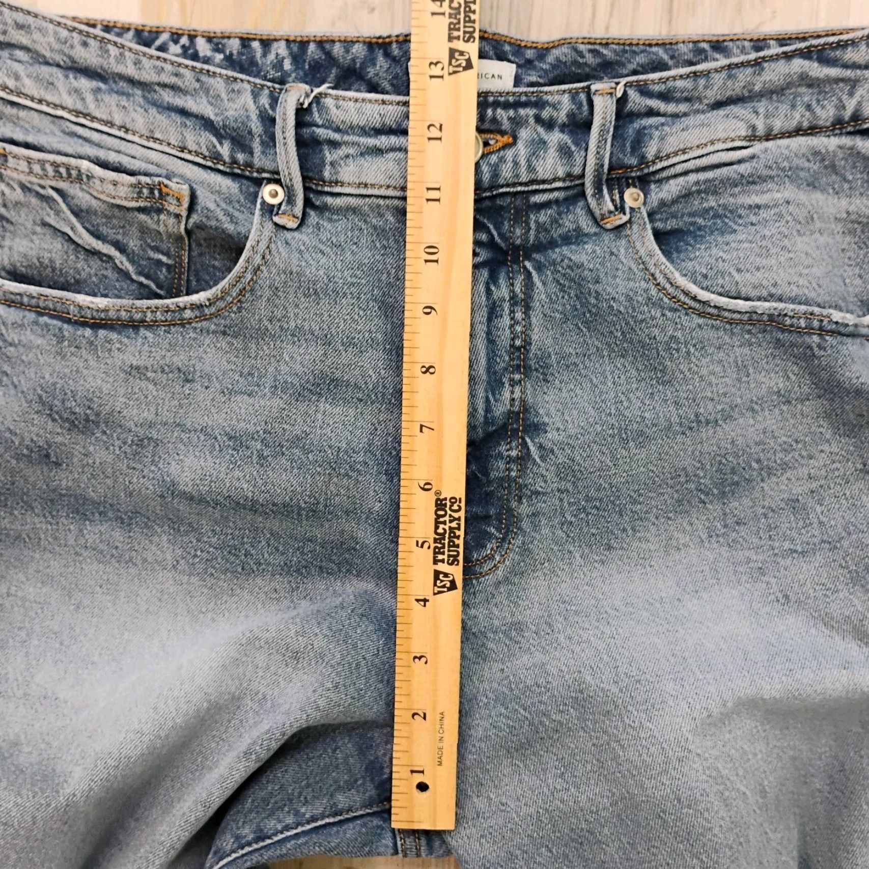 Good American Jeans Distressed Wide Leg Baggy Stretch Medium Wash 10 34x29 Blue Womens Jeans