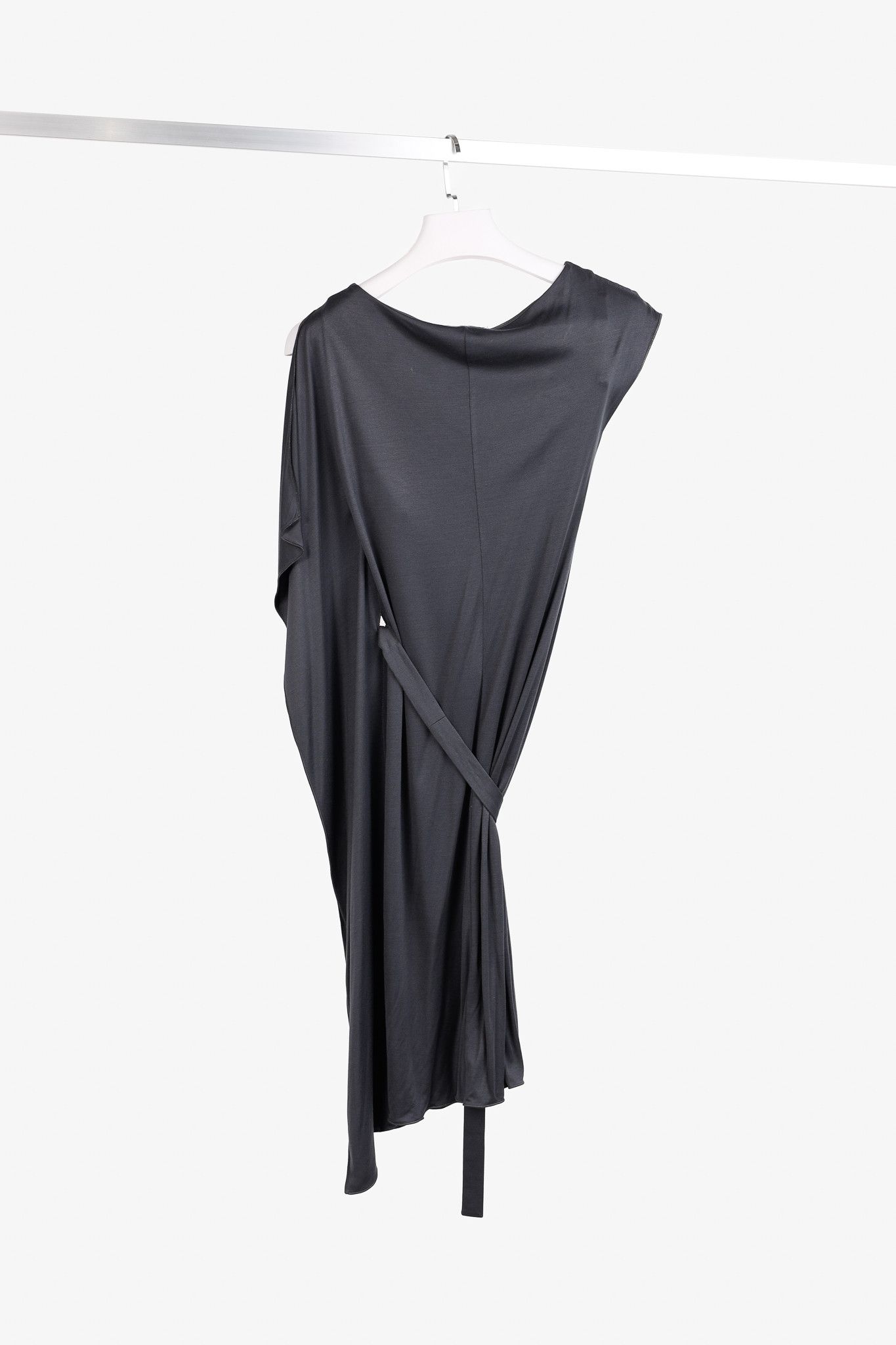 Max Mara Max Mara Grey Jersey Belted Draped Mini Dress Size S / US 4 / IT 40 - 2 Thumbnail