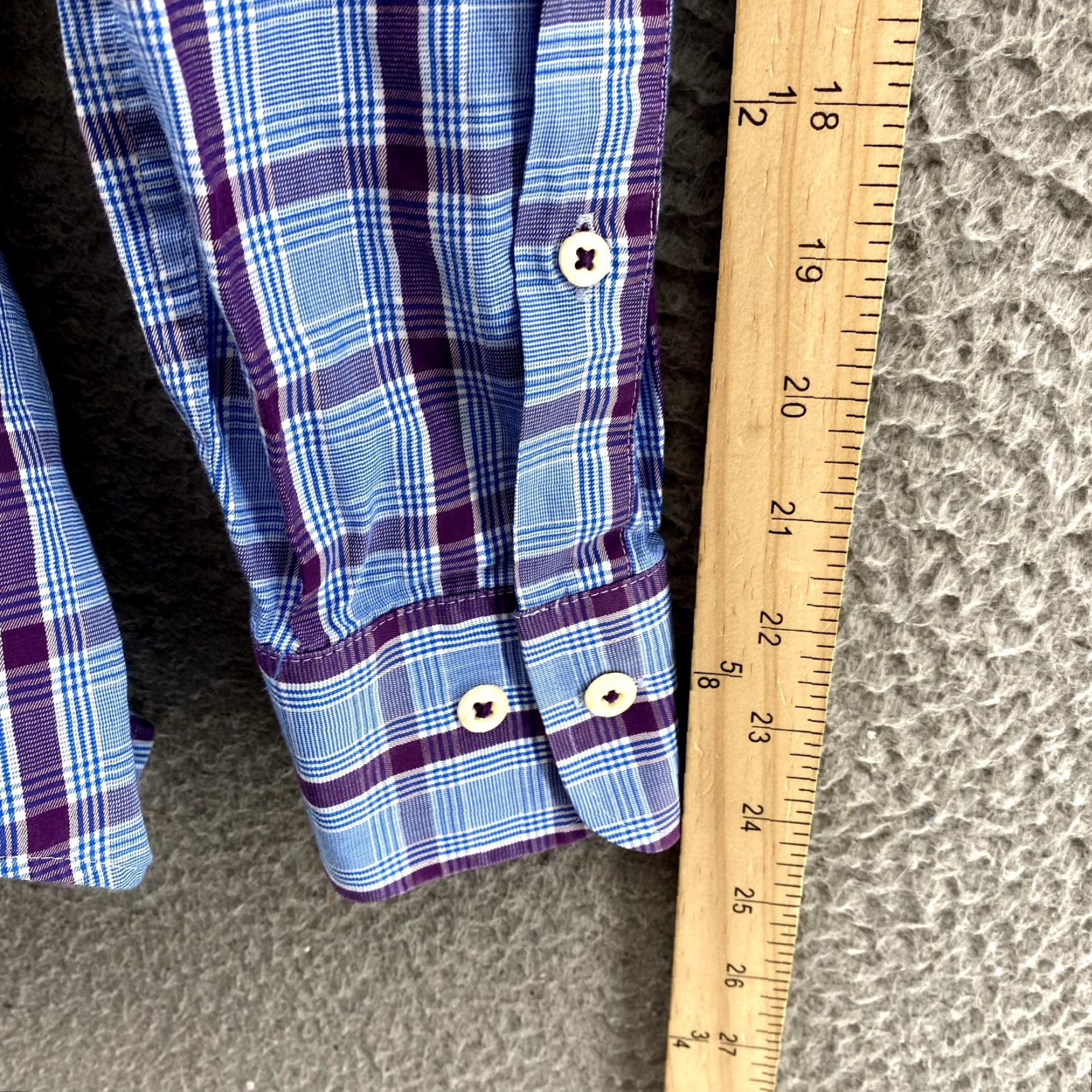 Peter Millar Peter Millar Dress Shirt Mens M Blue Purple Plaid Crown Office Corpcore Career Shirt Size 40R - 7 Thumbnail