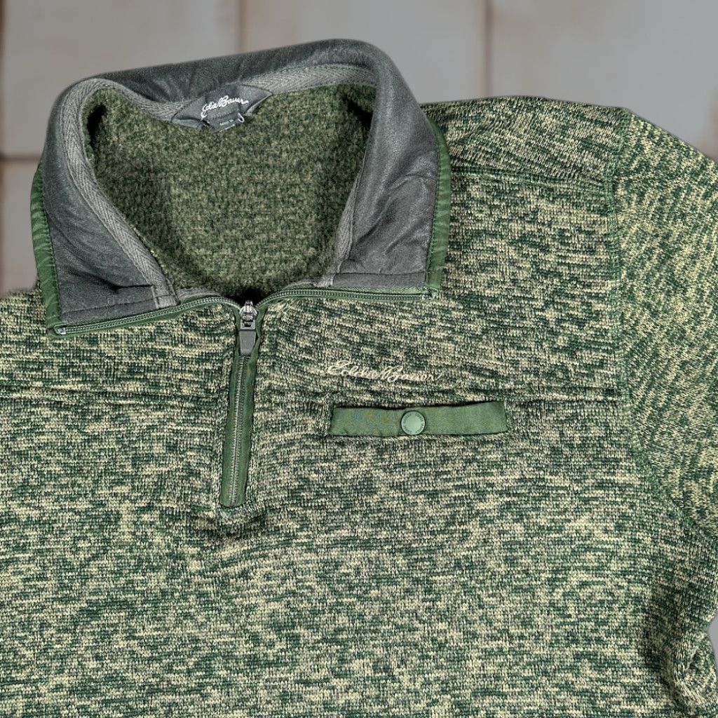 Eddie Bauer VINTAGE Eddie Bauer Sweater Shirt Adult LARGE Brown Green Fleece 1/4 Zip Pocket Pullover Gorp Size US L / EU 52-54 / 3 - 1 Thumbnail