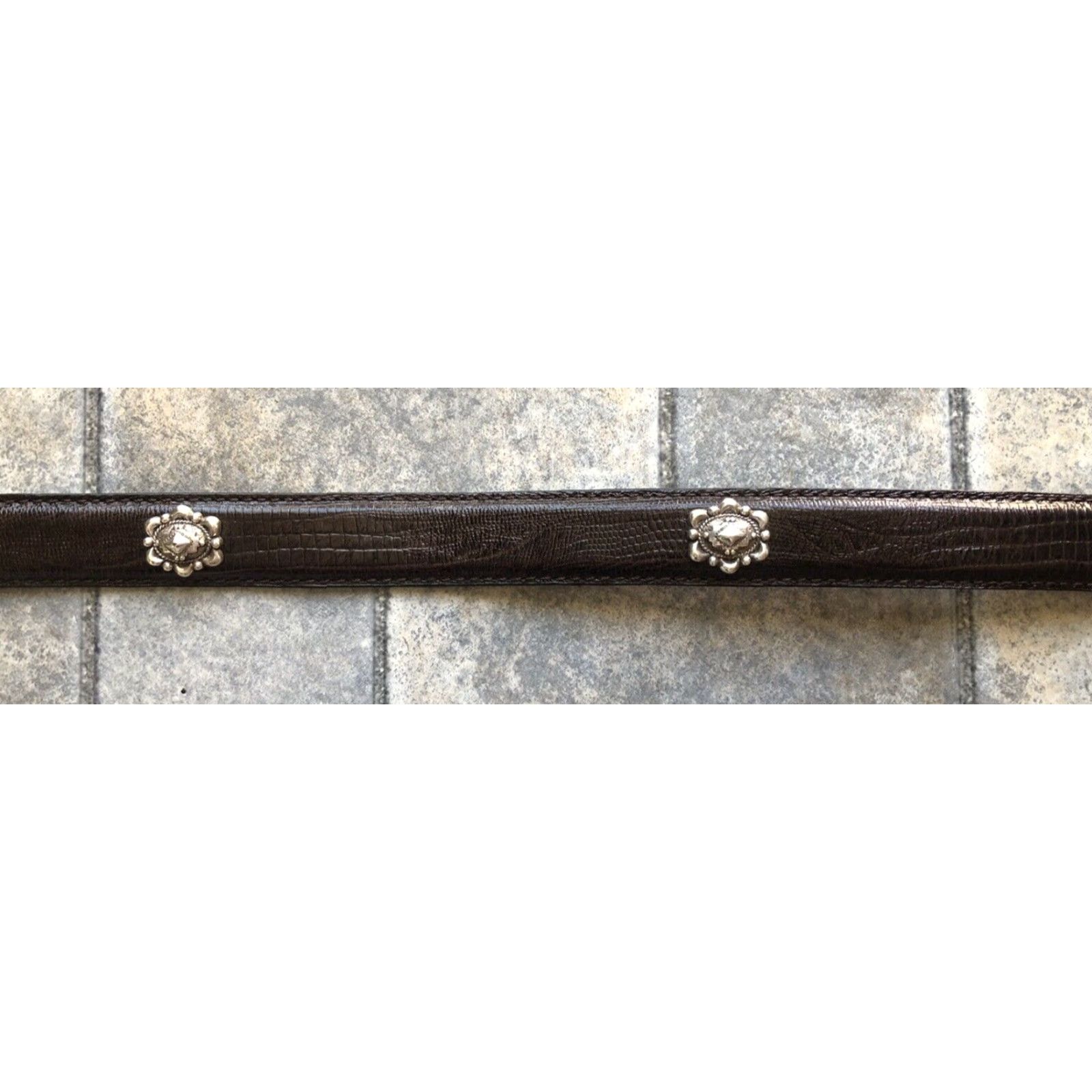 Buckle Black VINTAGE Crumrine Belt Women L Black Studded Buckle Chelsea Collections ~41in Size ONE SIZE - 6 Thumbnail