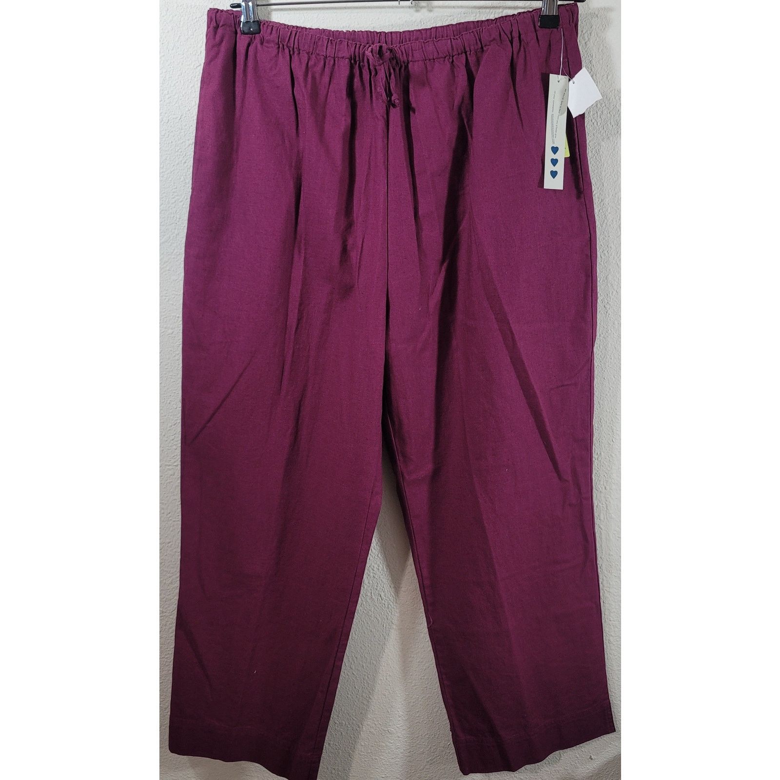 Other Three Hearts Burgundy Cropped Drawstring Pants XL NWT Size 34" / US 12 / IT 48 - 1 Thumbnail