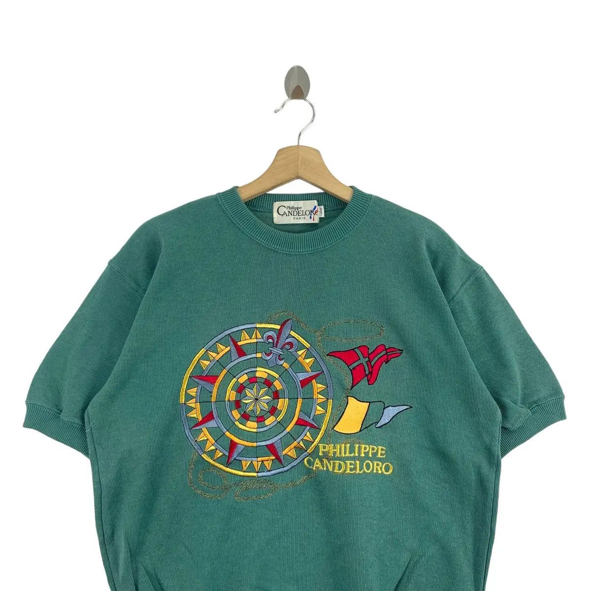 Vintage Vtg PHILIPPE CANDELORO PARIS Embroidered Olympic Sweatshirt Size L / US 10 / IT 46 - 2 Thumbnail