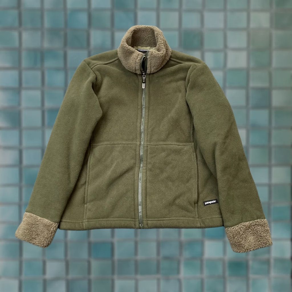 Patagonia VINTAGE Patagonia Jacket Womens Small Green Synchilla Sherpa Fleece Coat Mock Jacket Zip Full Zip Pockets 90s USA Outdoor Casual Travel Size S / US 4 / IT 40 - 1 Thumbnail