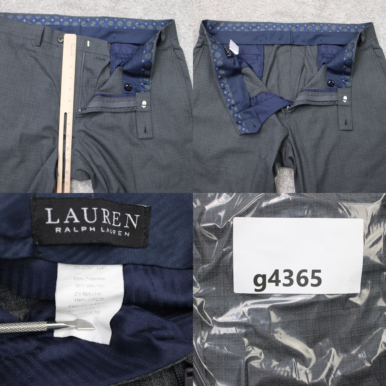Ralph Lauren LAUREN Ralph Lauren Pants Mens 36x30 Gray Check Flat Front Poly/Viscose Stretch Dress Pants Size US 36 / EU 52 - 8 Thumbnail
