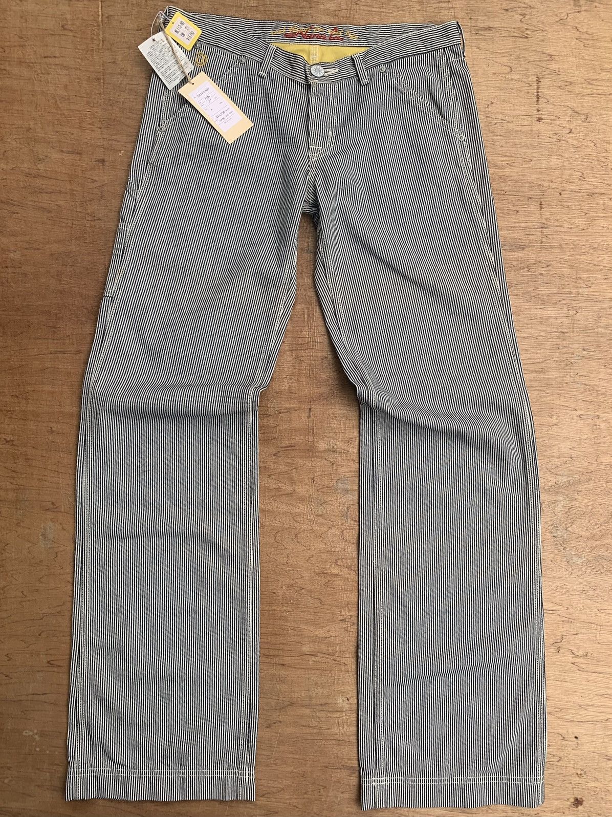 Japanese Brand × Vintage Nana-La Baggy Flare Carpenter Hickory Stripe Pants Size 31" - 18 Thumbnail