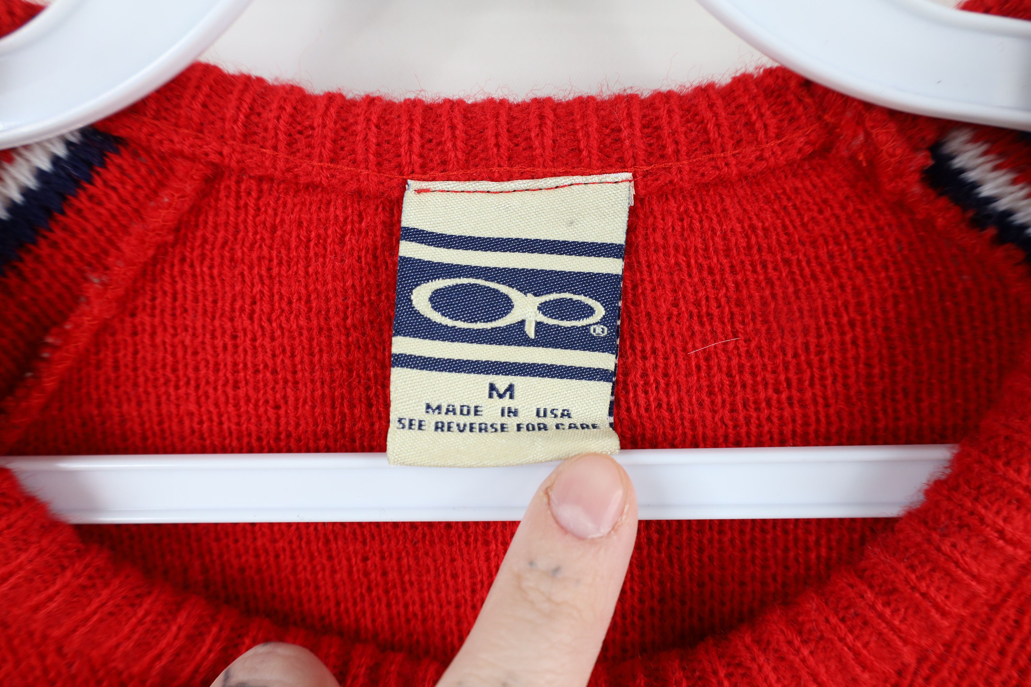 Ocean Pacific × Vintage Vintage 80s 90s Ocean Pacific Knit Surf Sweater Red USA Size M / US 6-8 / IT 42-44 - 7 Thumbnail