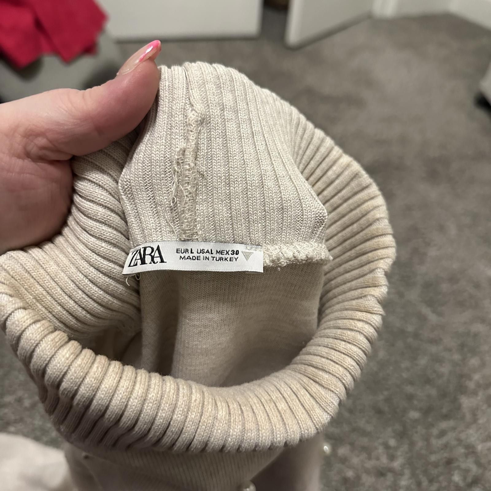 Zara Zara Cream Knit Sleeveless Dress with Pearls Size L / US 10 / IT 46 - 3 Thumbnail