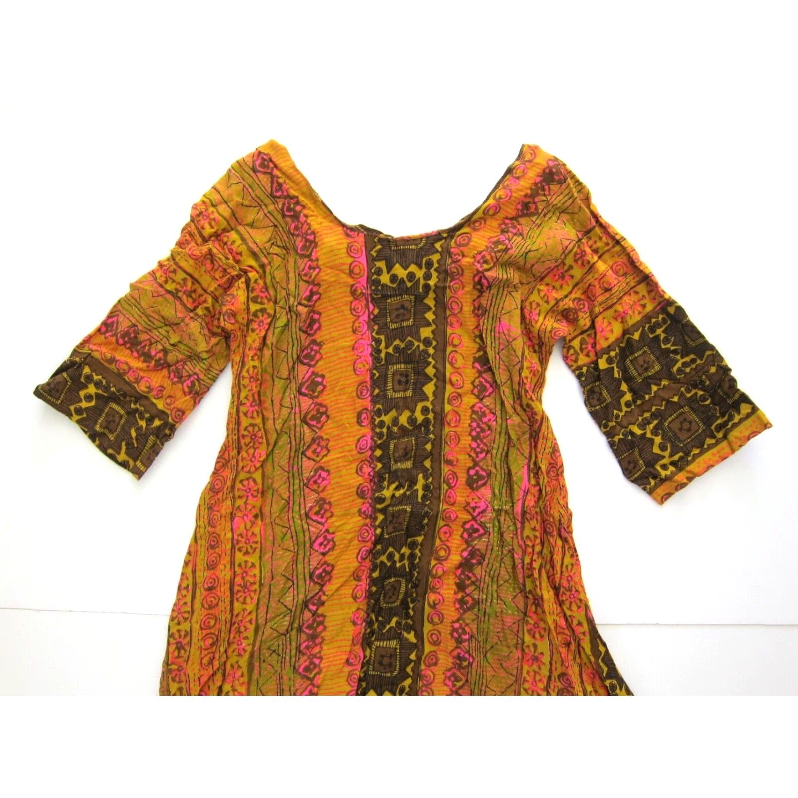 Pinko VINTAGE Handmade Rayon Tunic Dress 3/4 Sleeve Pink Small Size S / US 4 / IT 40 - 4 Thumbnail