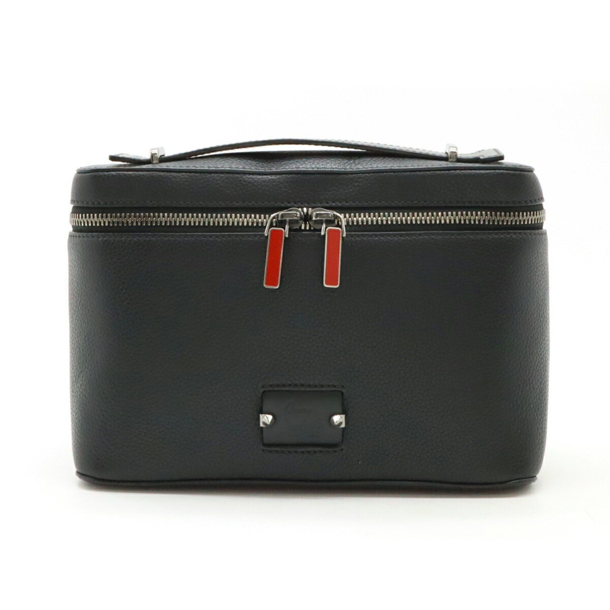 Christian Louboutin Kipi Pouch Handbag Shoulder Bag Leather Studs Black Red 3185198, Women's