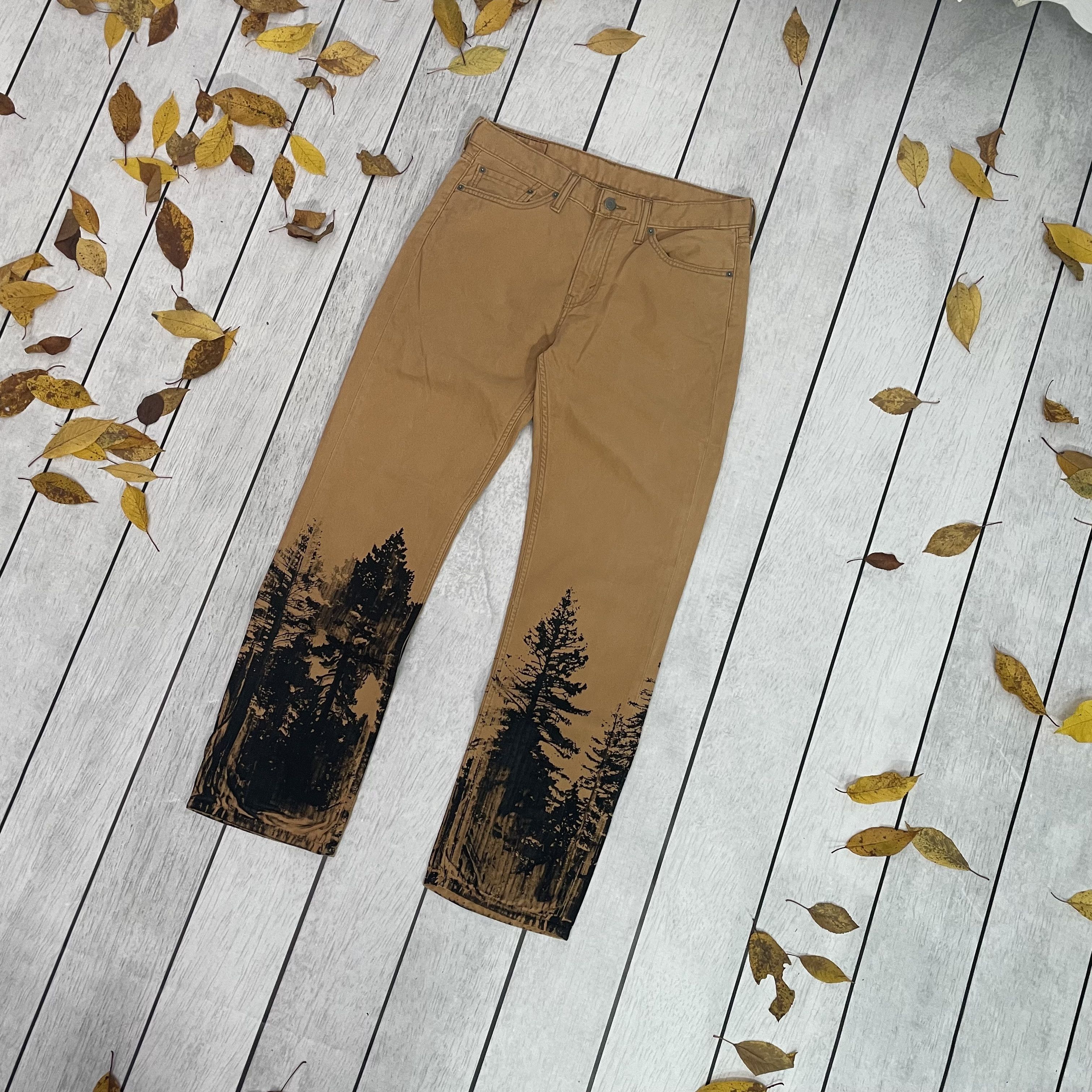 Levi's Custom Levi's art 1of1 forest tree nature flora opium y2k Size US 34 / EU 50 - 2 Thumbnail