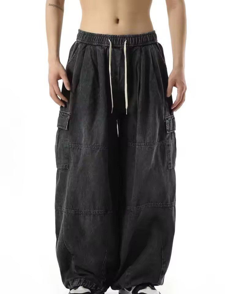Japanese Brand Black Baggy Cargo SweatPant Size US 27 - 8 Thumbnail