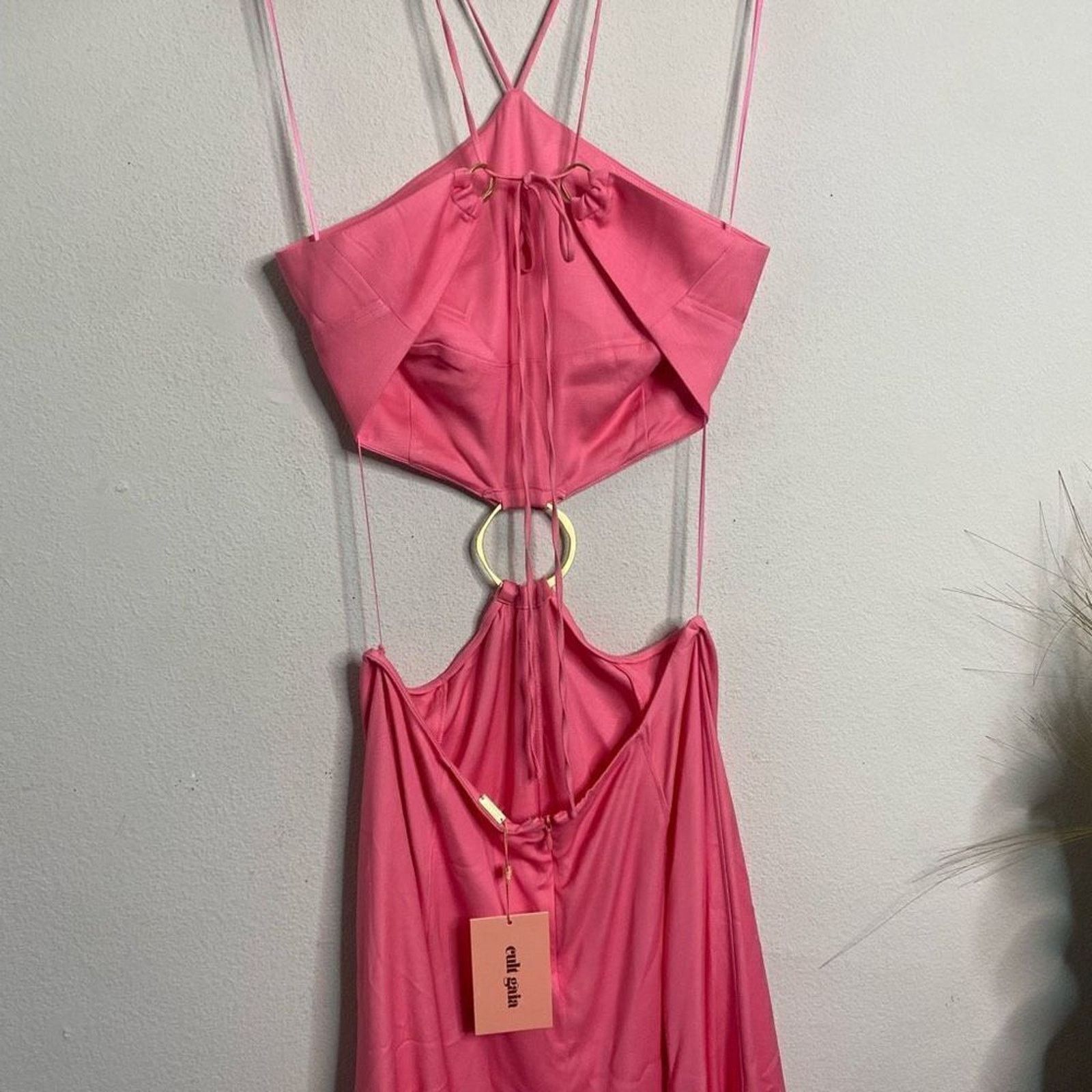 Cult Gaia Cult Gaia Dress Pink Halter Cut Out O-ring Midi Dress Size L Size L / US 10 / IT 46 - 8 Thumbnail