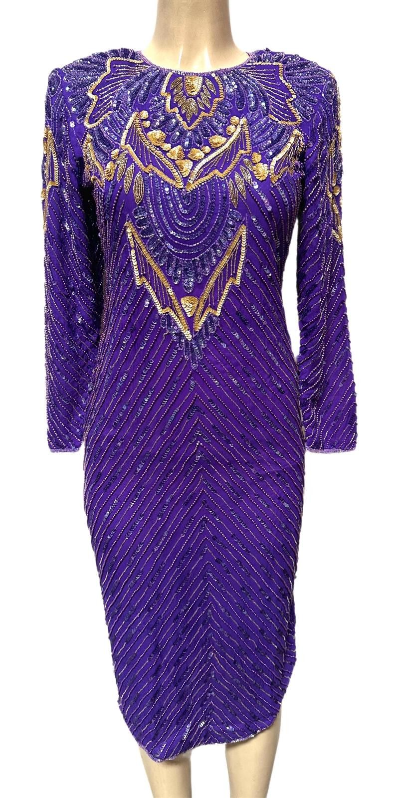 Other Sequin Evening Elegant Dress Purple Gold size 10 Size L / US 10 / IT 46 - 1 Preview