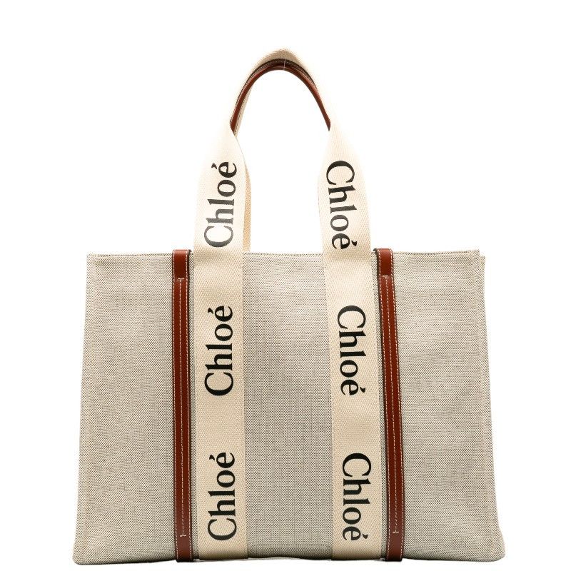 Chloe Chloe Chloe Canvas Leather Woody Large Tote Bag CHC22AS Canvas Tote Bag CHC22AS in Great Condition Size ONE SIZE - 1 Thumbnail