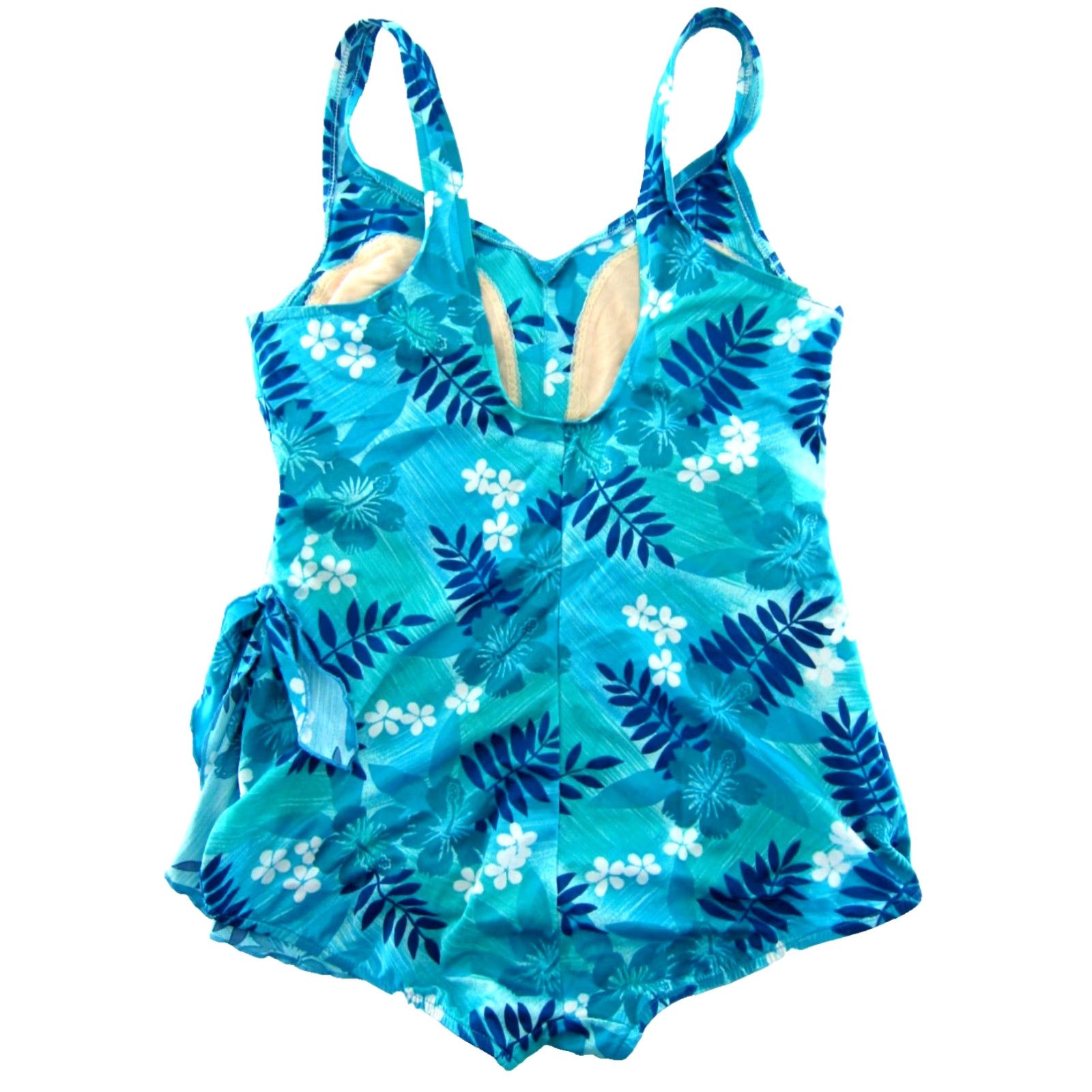 Vintage VINTAGE Maxine of Hollywood Blue White Tropical Floral Modest Swimsuit Dress 20W Size 3XL / US 20-22 - 2 Thumbnail