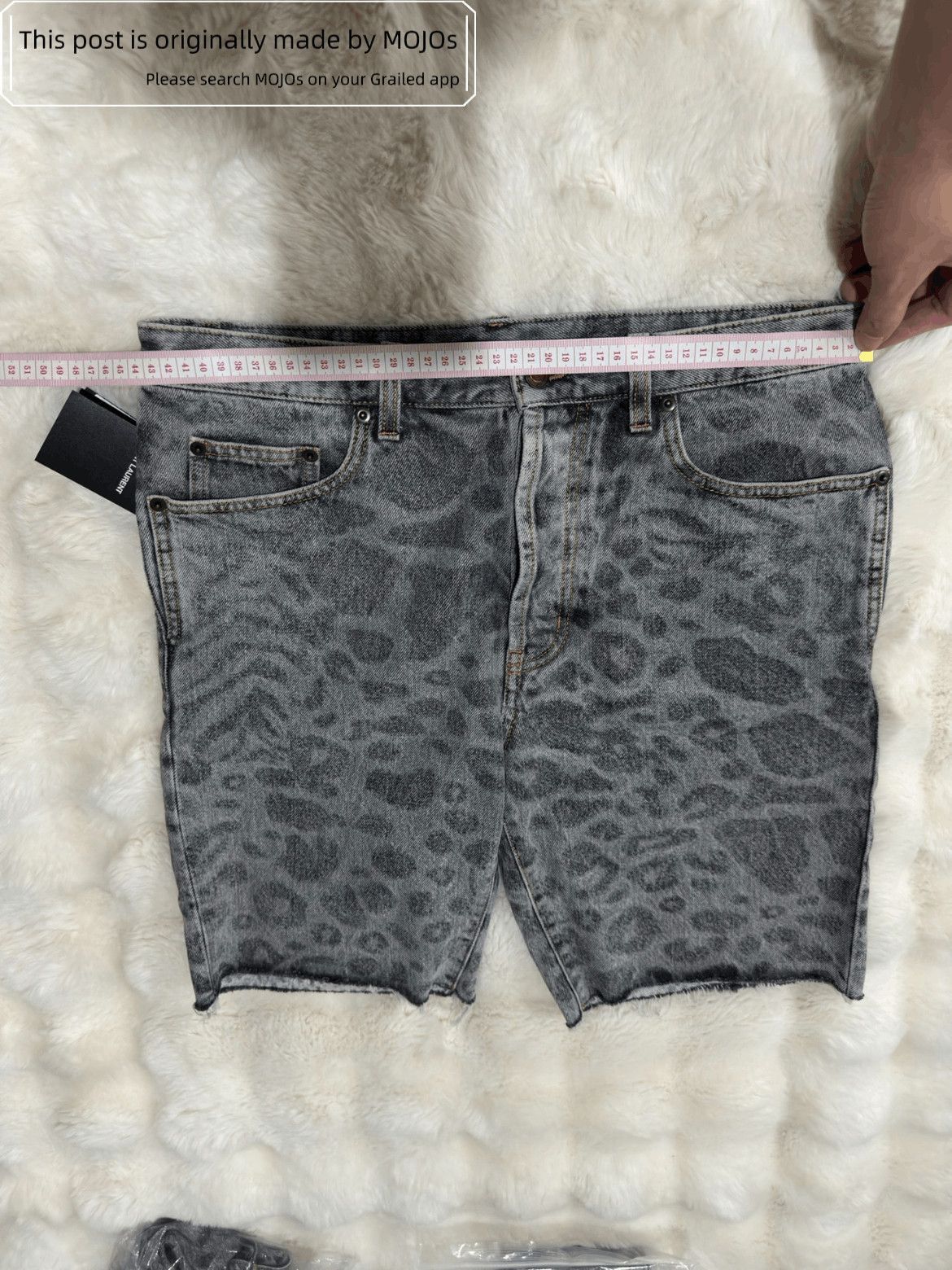 Saint Laurent Paris Saint Laurent Paris Leopard Pattern Distressed Denim Shorts Size US 31 - 3 Thumbnail