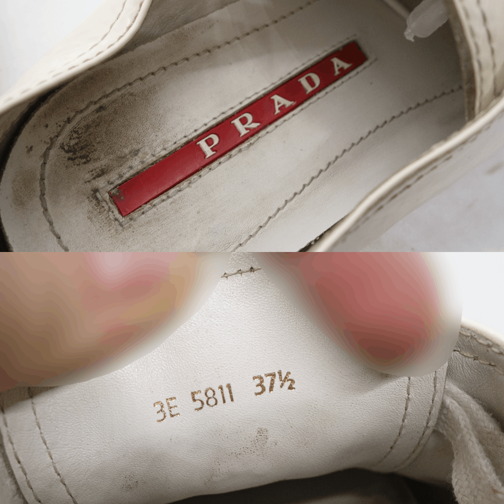 Prada Sport Red Tab Patent Leather Distressed Keds Size US 7.5 / IT 37.5 - 8 Thumbnail