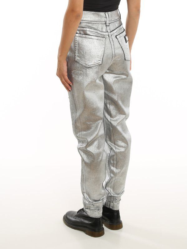 Dolce & Gabbana o1y0825 Denim Pant in Silver Size 27" / US 4 / IT 40 - 2 Thumbnail