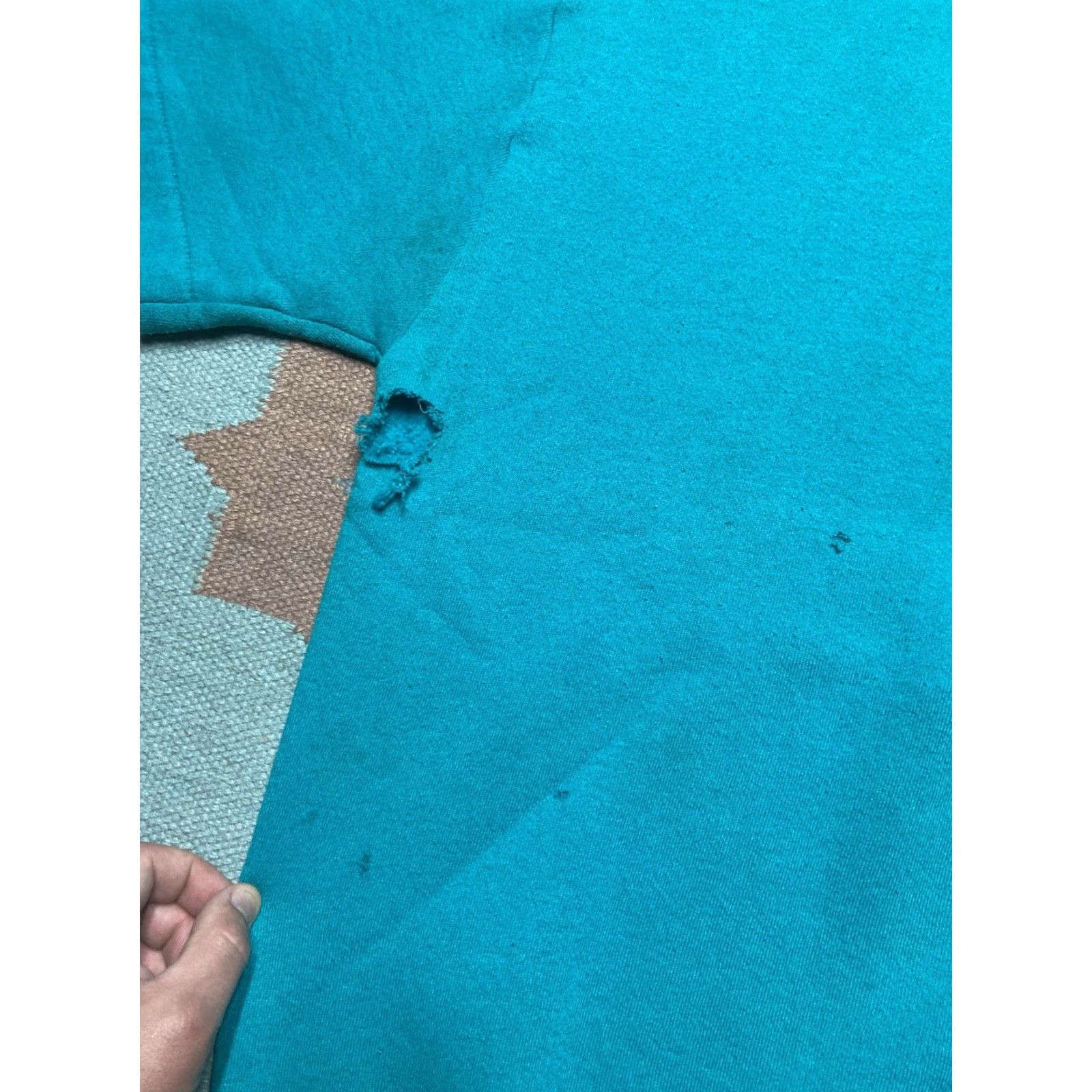 Fruit Of The Loom VINTAGE 90s Fruit of the Loom Sweatshirt Short Sleeve XL Teal Distressed Pullover Men G3 Size US XL / EU 56 / 4 - 3 Thumbnail