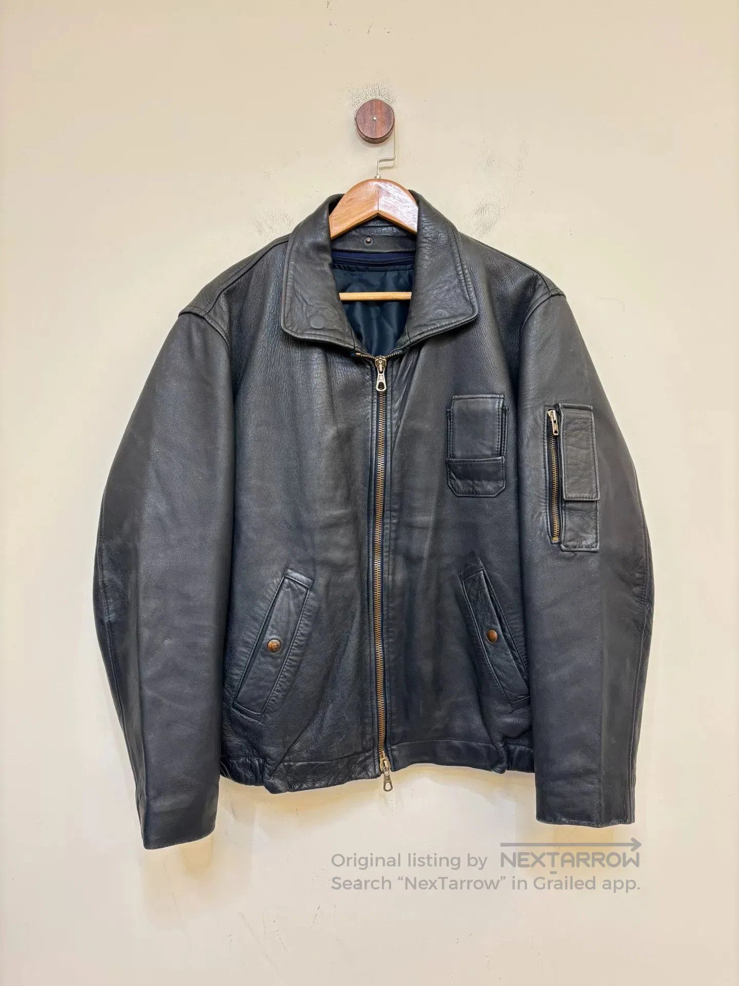 Vintage Vintage French Pilot Leather Jacket. Size US XL / EU 56 / 4 - 1 Thumbnail