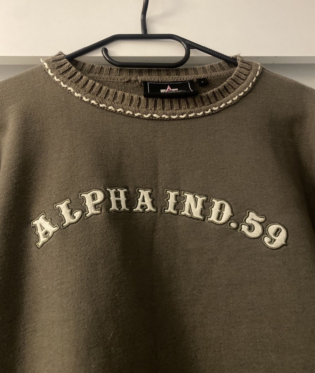 Alpha Industries Alpha infustries rare military khaki women knitwear big logo Size L / US 10 / IT 46 - 4 Thumbnail