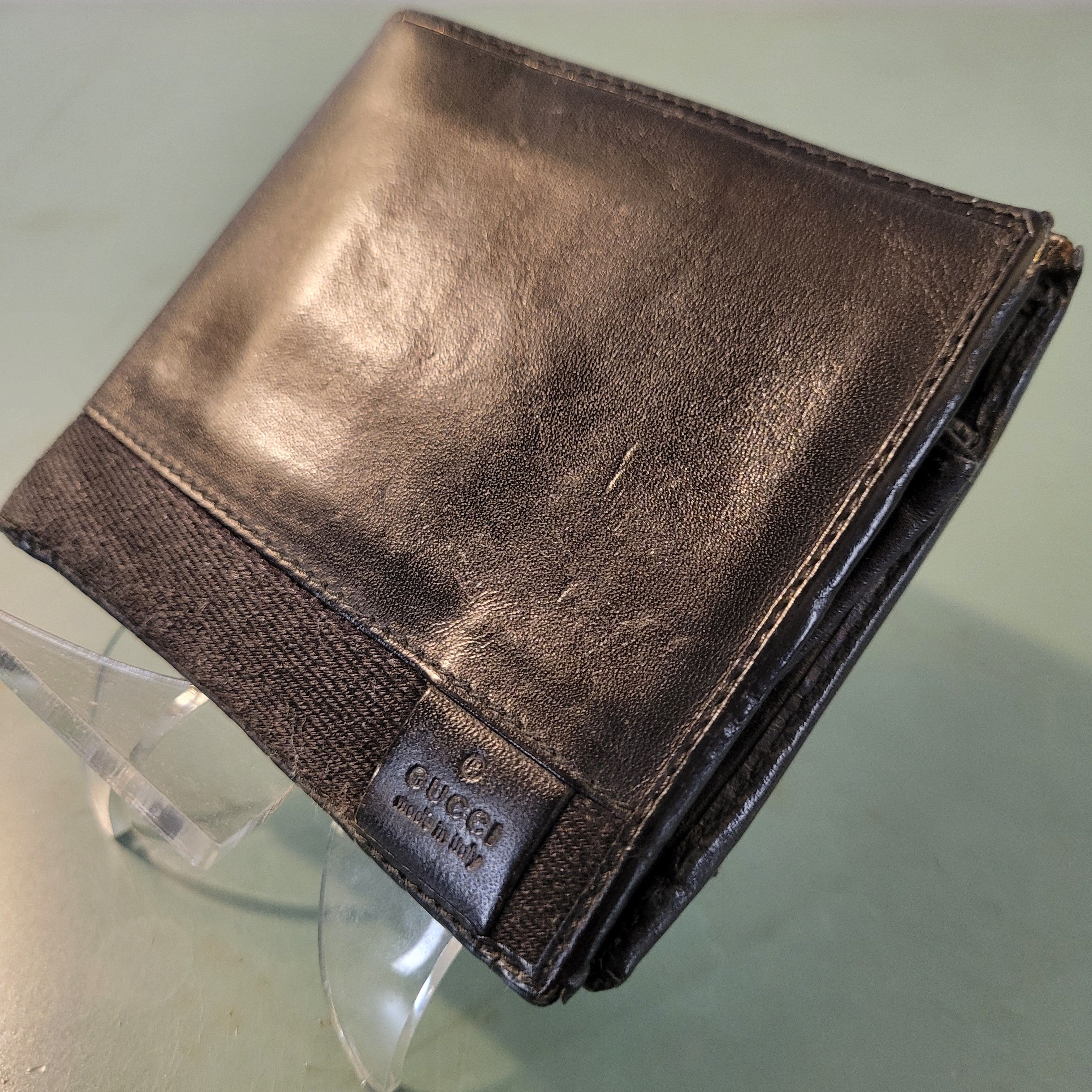 Gucci Gucci Bifold Black Leather and Canvas Wallet Size ONE SIZE - 2 Thumbnail
