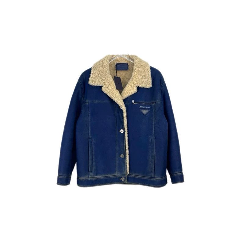Prada Prada Blue triangle label teddy fur leather made old fur co Size US XXS / EU 40 - 1 Thumbnail