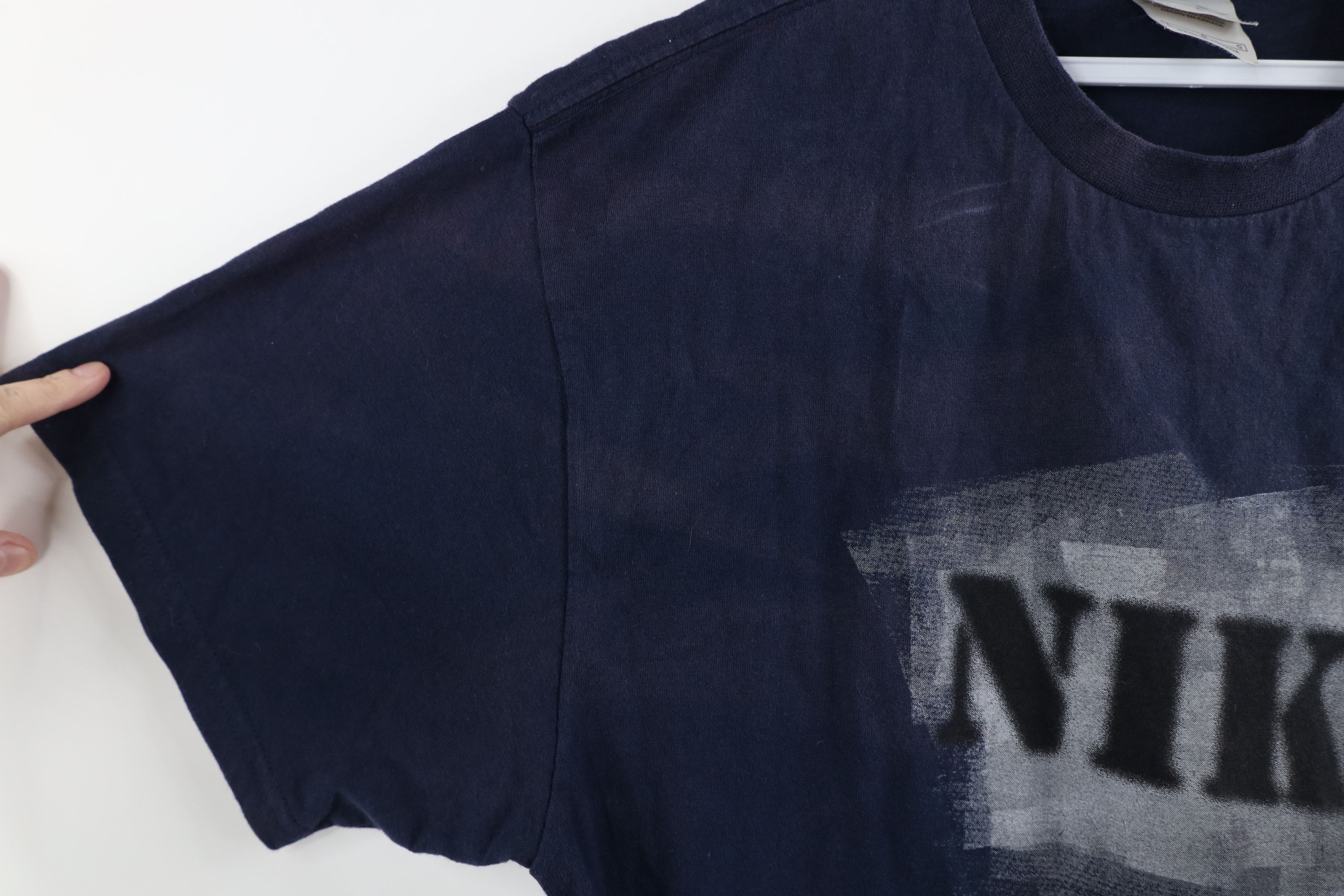 Nike × Vintage Vintage 90s Y2K Nike Scott Mini Swoosh Stencil T-Shirt Size US L / EU 52-54 / 3 - 7 Thumbnail